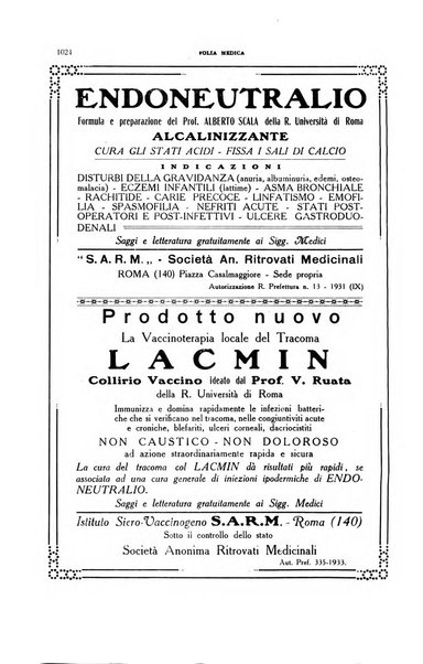 Folia medica periodico trimensile di patologia e clinica medica