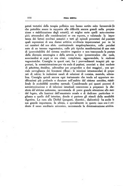 Folia medica periodico trimensile di patologia e clinica medica