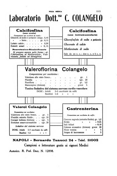 Folia medica periodico trimensile di patologia e clinica medica