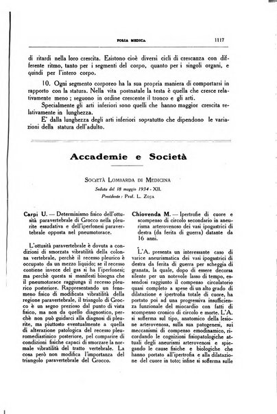 Folia medica periodico trimensile di patologia e clinica medica