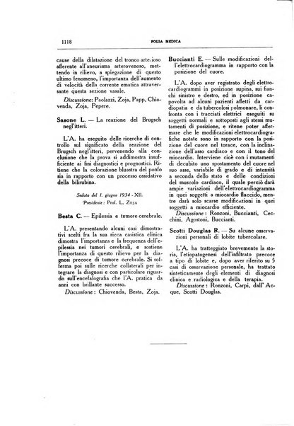 Folia medica periodico trimensile di patologia e clinica medica