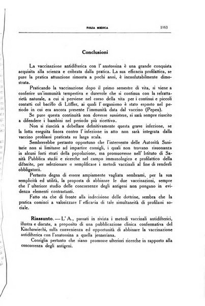 Folia medica periodico trimensile di patologia e clinica medica