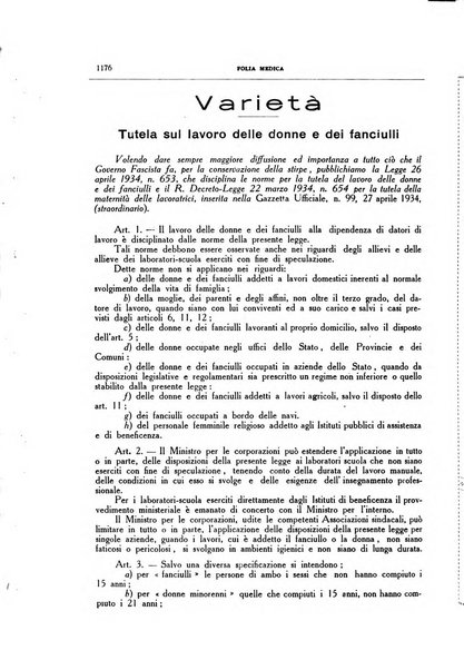 Folia medica periodico trimensile di patologia e clinica medica