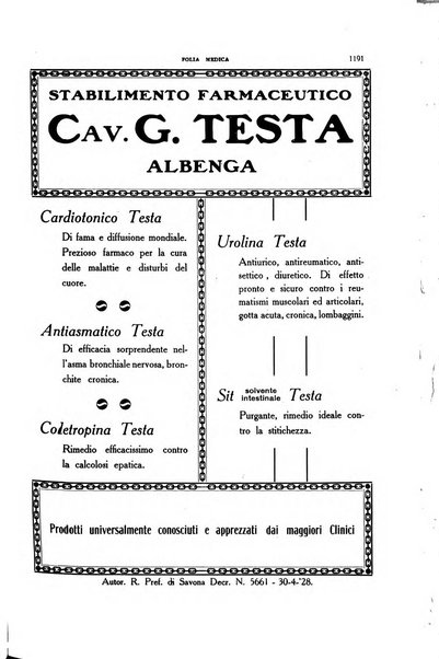 Folia medica periodico trimensile di patologia e clinica medica