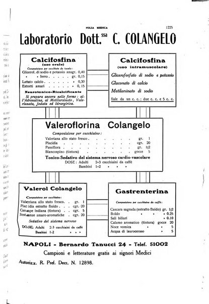 Folia medica periodico trimensile di patologia e clinica medica