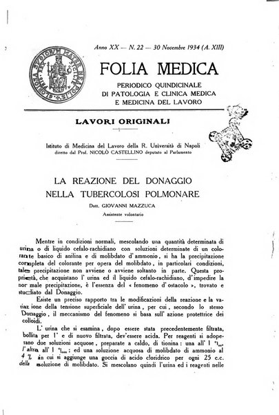 Folia medica periodico trimensile di patologia e clinica medica