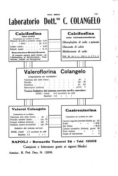 Folia medica periodico trimensile di patologia e clinica medica