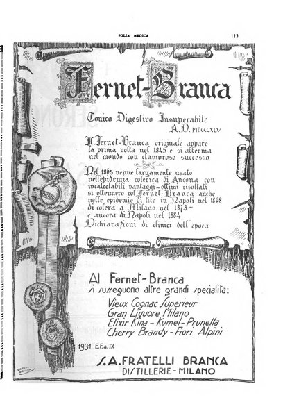 Folia medica periodico trimensile di patologia e clinica medica