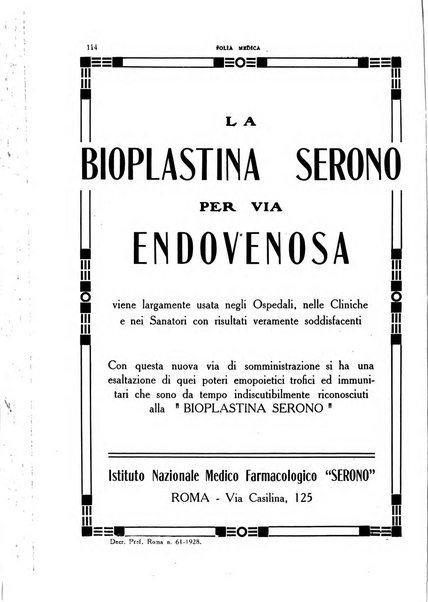 Folia medica periodico trimensile di patologia e clinica medica