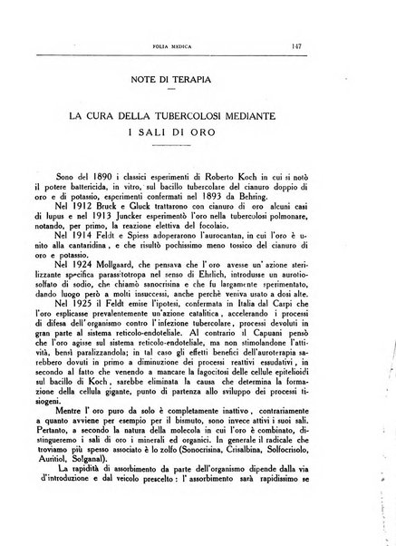 Folia medica periodico trimensile di patologia e clinica medica