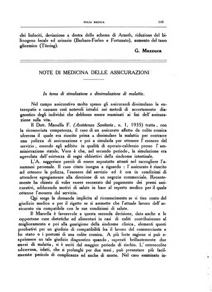 Folia medica periodico trimensile di patologia e clinica medica