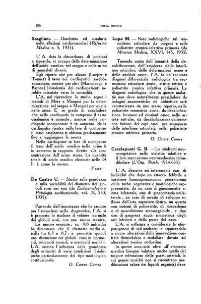 Folia medica periodico trimensile di patologia e clinica medica