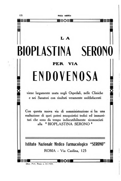 Folia medica periodico trimensile di patologia e clinica medica