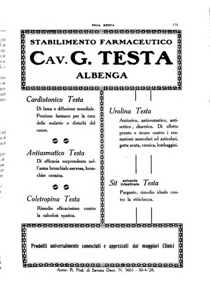 Folia medica periodico trimensile di patologia e clinica medica