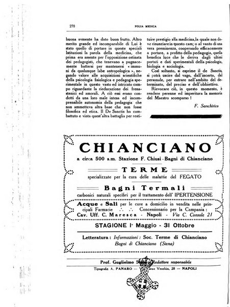 Folia medica periodico trimensile di patologia e clinica medica