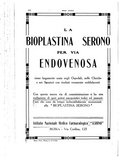 Folia medica periodico trimensile di patologia e clinica medica