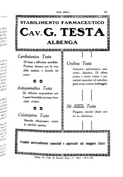 Folia medica periodico trimensile di patologia e clinica medica