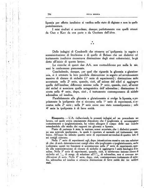 Folia medica periodico trimensile di patologia e clinica medica