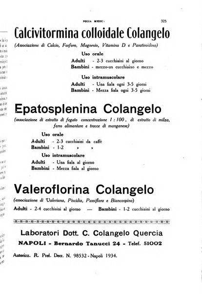 Folia medica periodico trimensile di patologia e clinica medica