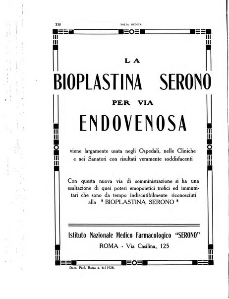 Folia medica periodico trimensile di patologia e clinica medica