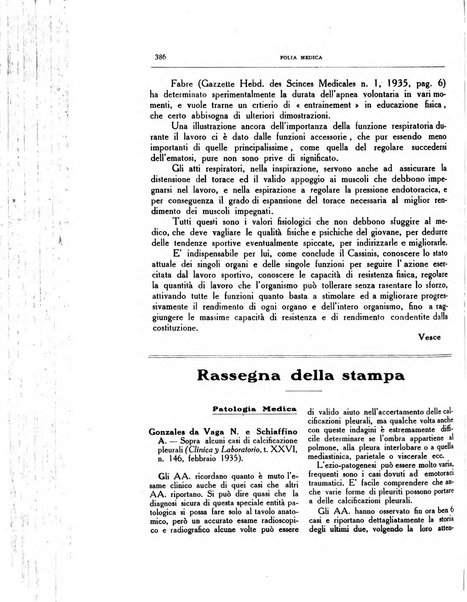 Folia medica periodico trimensile di patologia e clinica medica