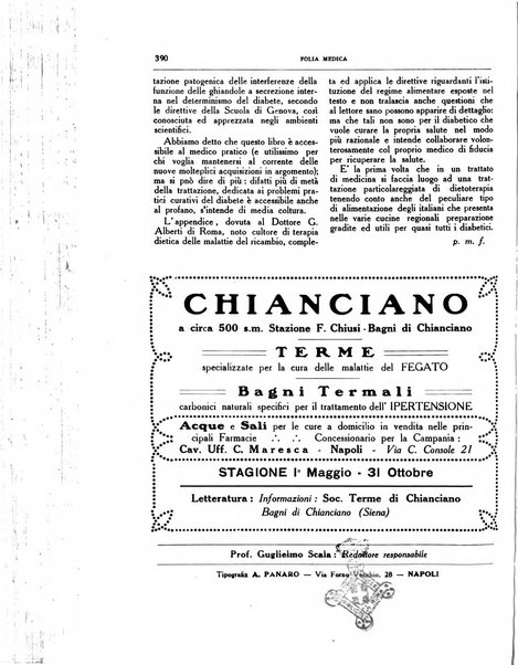 Folia medica periodico trimensile di patologia e clinica medica