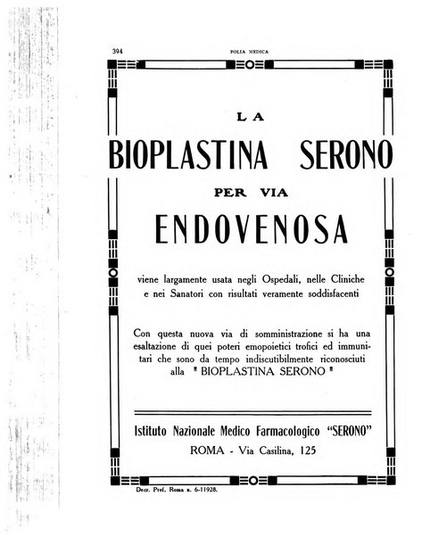 Folia medica periodico trimensile di patologia e clinica medica