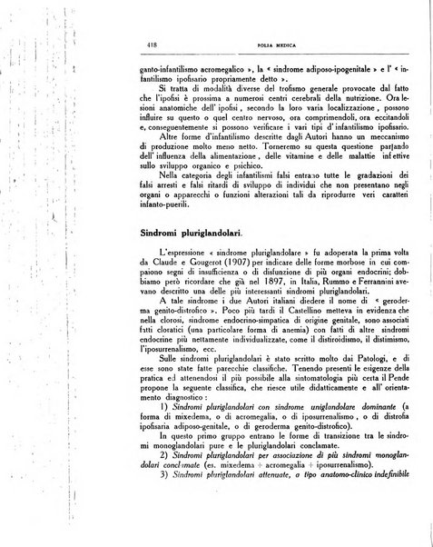 Folia medica periodico trimensile di patologia e clinica medica