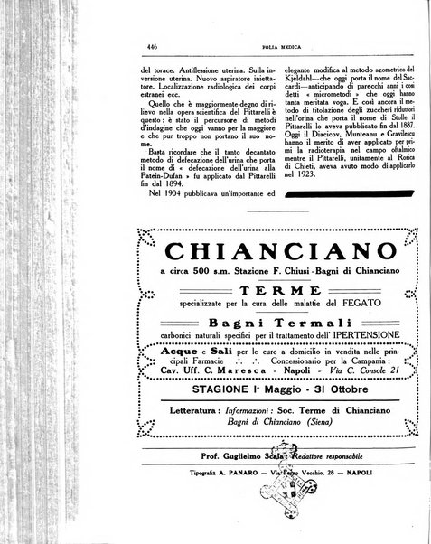 Folia medica periodico trimensile di patologia e clinica medica