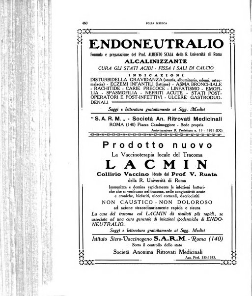 Folia medica periodico trimensile di patologia e clinica medica