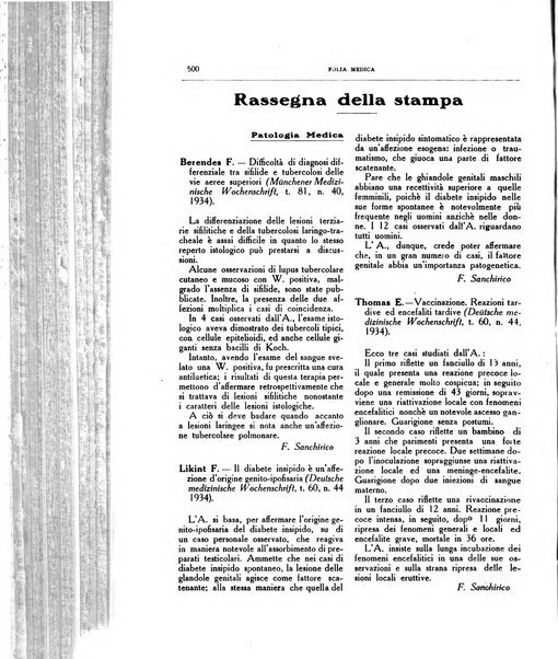 Folia medica periodico trimensile di patologia e clinica medica