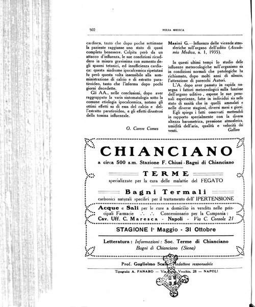 Folia medica periodico trimensile di patologia e clinica medica