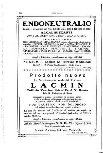 Folia medica periodico trimensile di patologia e clinica medica