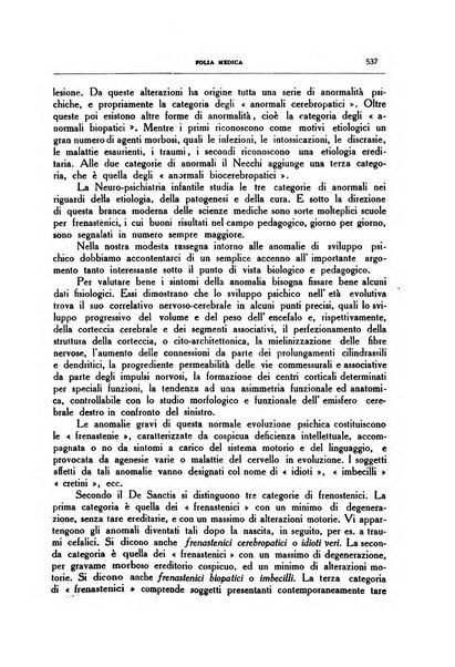 Folia medica periodico trimensile di patologia e clinica medica