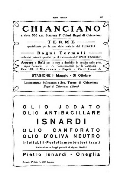 Folia medica periodico trimensile di patologia e clinica medica