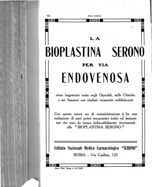 Folia medica periodico trimensile di patologia e clinica medica