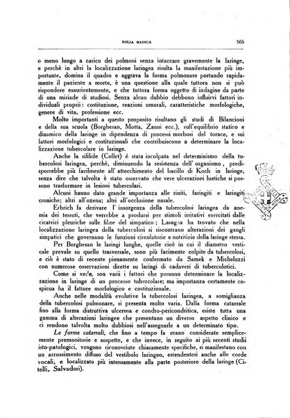 Folia medica periodico trimensile di patologia e clinica medica