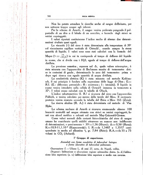 Folia medica periodico trimensile di patologia e clinica medica