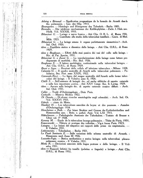 Folia medica periodico trimensile di patologia e clinica medica