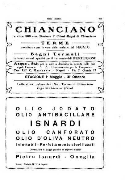 Folia medica periodico trimensile di patologia e clinica medica