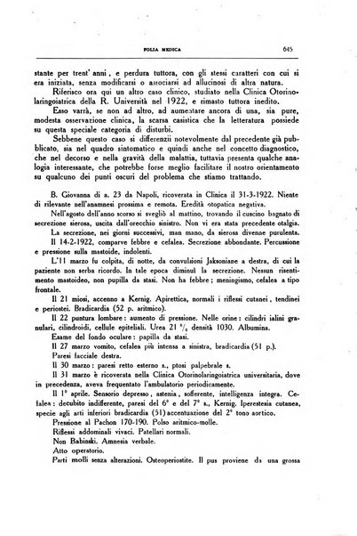 Folia medica periodico trimensile di patologia e clinica medica