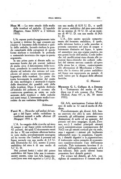 Folia medica periodico trimensile di patologia e clinica medica