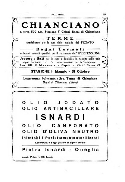 Folia medica periodico trimensile di patologia e clinica medica