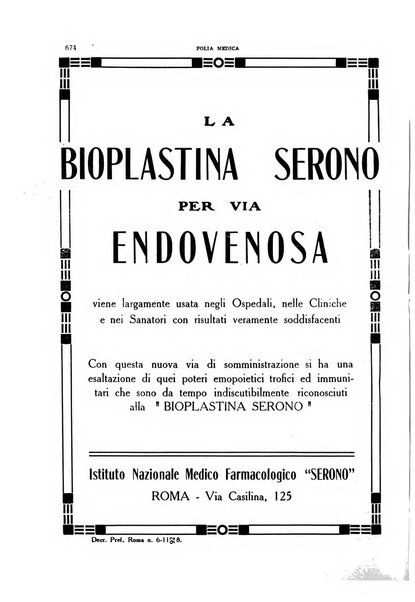 Folia medica periodico trimensile di patologia e clinica medica