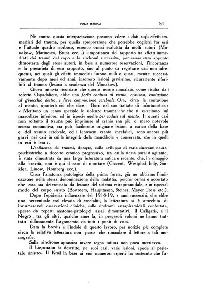 Folia medica periodico trimensile di patologia e clinica medica