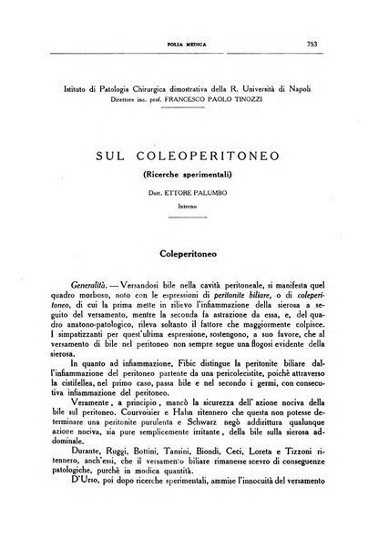 Folia medica periodico trimensile di patologia e clinica medica