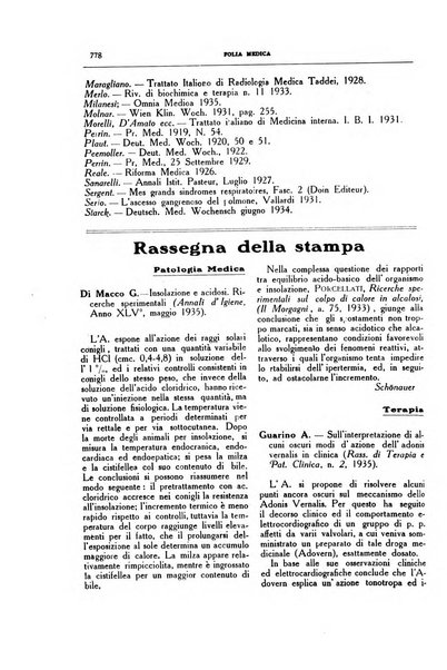 Folia medica periodico trimensile di patologia e clinica medica