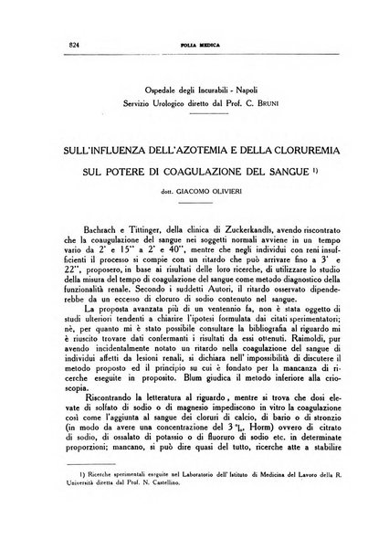 Folia medica periodico trimensile di patologia e clinica medica