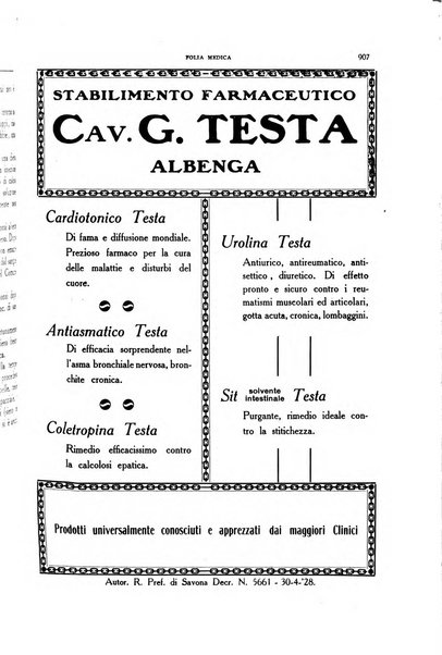 Folia medica periodico trimensile di patologia e clinica medica