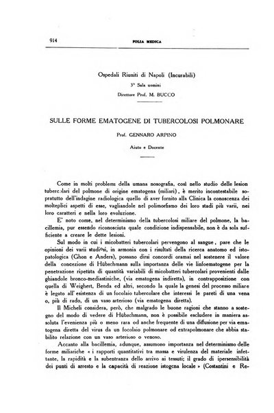 Folia medica periodico trimensile di patologia e clinica medica